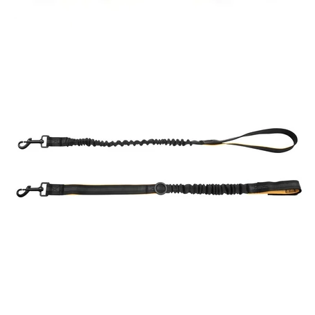 Kéz nélküli, lengéscsillapítós sport póráz derékövvel, 200 cm-es rugalmas póráz, állítható 70–120 cm deréköv, nagytestű kutyákhoz 50 kg-ig, fényvisszaverő elemekkel