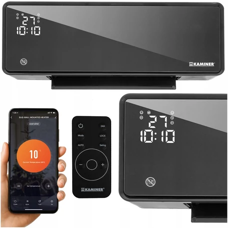 Elegáns, falra szerelhető légfüggöny, 2000 W, távirányítóval, WiFi-vezérléssel, három üzemmóddal, IP23 védelemmel,