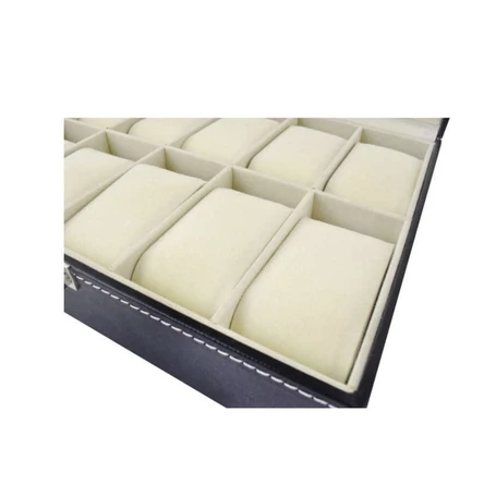 Óra és ékszerrendező 10 rekesz, fekete, elegáns tárolódoboz órákhoz és ékszerekhez