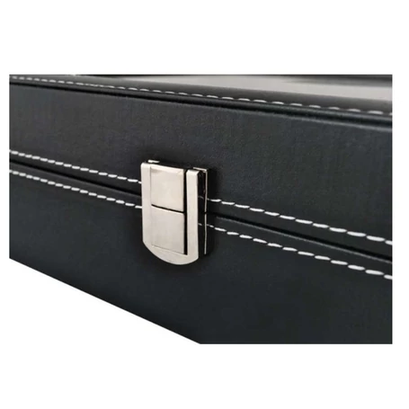 Óra és ékszerrendező 10 rekesz, fekete, elegáns tárolódoboz órákhoz és ékszerekhez