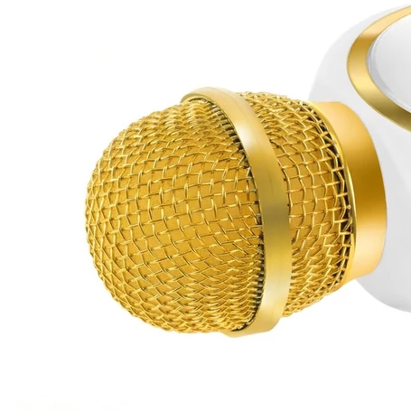 Vezeték nélküli fehér nyuszis karaoke mikrofon és hangszóró, RGB fényekkel és hangtorzítóval 