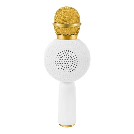 Vezeték nélküli fehér nyuszis karaoke mikrofon és hangszóró, RGB fényekkel és hangtorzítóval 