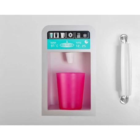 Fából készült játékkonyha, LED világítással, izgalmas kiegészítőkkel, 98×92,5×30 cm méretben, fehér