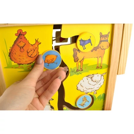 Többfunkciós fa készségfejlesztő, tolható járássegítő, interaktív oktatókocka, Montessori játékkocka