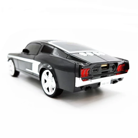 WSTER 1967-es Ford Mustang fastback formájú Bluetooth hangszóró, USB port, TF kártyahely, fekete