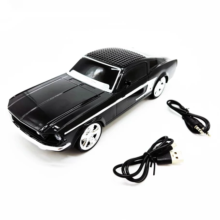 WSTER 1967-es Ford Mustang fastback formájú Bluetooth hangszóró, USB port, TF kártyahely, fekete