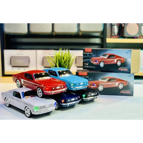 WSTER 1967-es Ford Mustang fastback formájú Bluetooth hangszóró, USB port, TF kártyahely, fekete