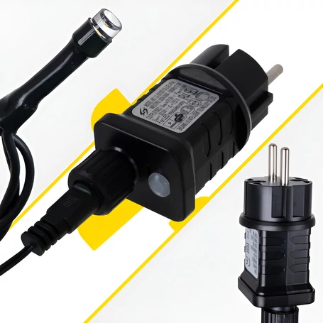 Karácsonyi LED füzér, 500 LED, 5 m hosszú, hideg fehér, 8 világítási effekt, IP44