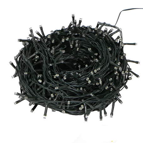 Karácsonyi LED füzér, 500 LED, 5 m hosszú, hideg fehér, 8 világítási effekt, IP44