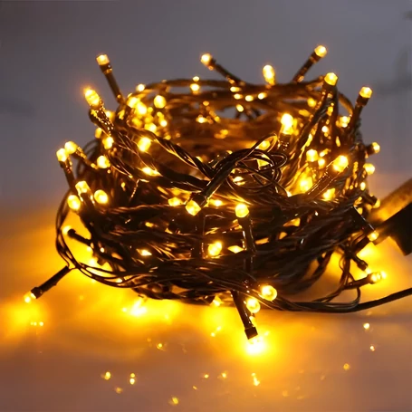 Karácsonyi LED füzér, 500 LED, 35 m hosszú, meleg fehér, 8 világítási effekt, IP44 