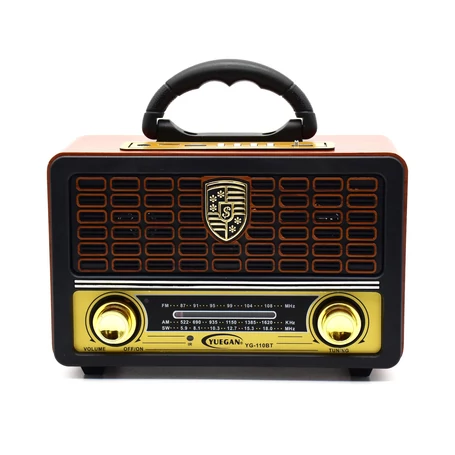 Akkumulátoros USB és AUX csatlakozós FM/AM/SW rádió, MP3 lejátszó távirányítóval, középbarna