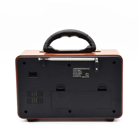 Akkumulátoros USB és AUX csatlakozós FM/AM/SW rádió, MP3 lejátszó távirányítóval, középbarna