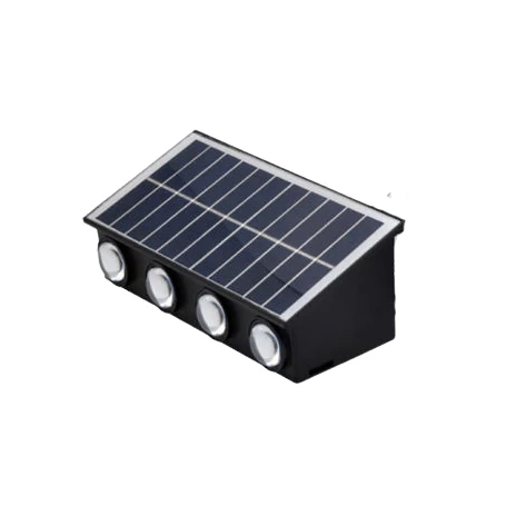 Falra szerelhető, kültéri, napelemes, akkus ledlámpa, 8 ledes