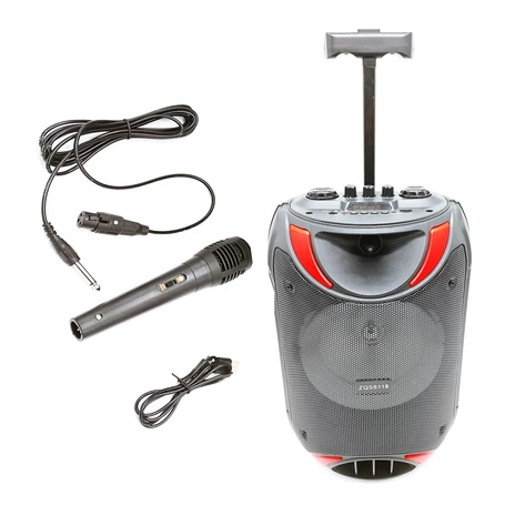 Hordozható Bluetooth hangszóró, távirányítóval, mikrofonnal, 3000mAh, 15W, 8