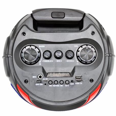 Hordozható Bluetooth hangszóró, távirányítóval, mikrofonnal, 3000mAh, 15W, 8