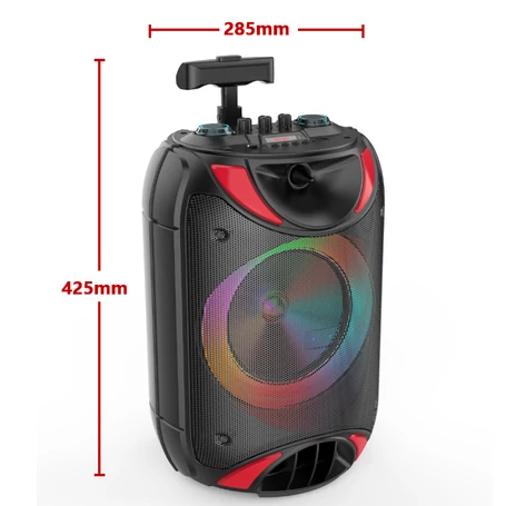 Hordozható Bluetooth hangszóró, távirányítóval, mikrofonnal, 3000mAh, 15W, 8