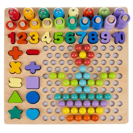 Fából készült készségfejlesztő játék, puzzle, kirakós