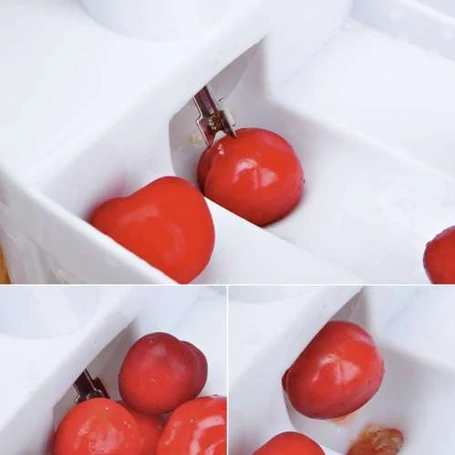 Kézi rugós cseresznye és meggymagozó magtartállyal, csúszásmentes talppal, gyors és hatékony mechanikával