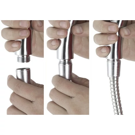 3 részes zuhanyszett 5 állású multifunkciós zuhanyfejjel, 130 cm flexibilis csővel, fali tartóval