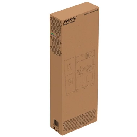 Fából készült játékkonyha, hang- és fényeffektekkel, izgalmas kiegészítőkkel, 80x80x24cm méretben, barna-fehér