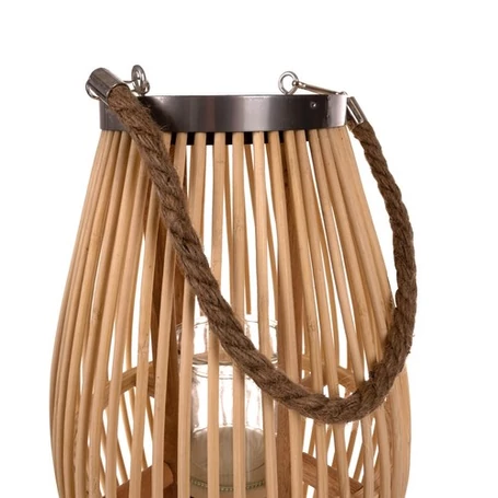 Bambusz rattan lámpa teraszra, gyertyatartó