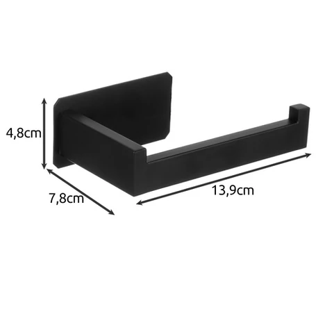 Loft stílusú, fém WC-papír tartó, falra szerelhető, csavarmentes rögzítés, fekete