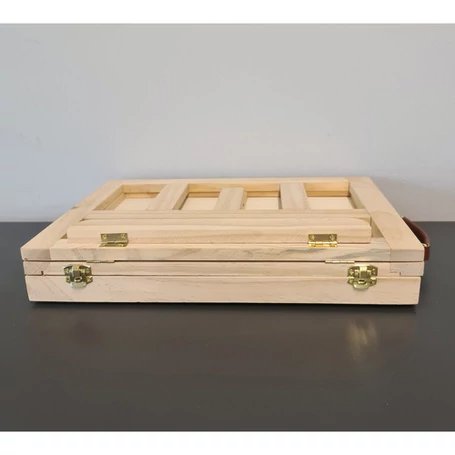 45 részes művészi rajz és festőkészlet praktikus bőröndben, felnyitható fa festőállvánnyal