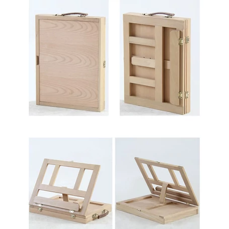 45 részes művészi rajz és festőkészlet praktikus bőröndben, felnyitható fa festőállvánnyal