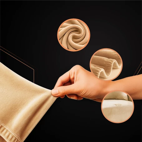 Rugalmas fotel- és kanapévédő huzat, ajándék párnahuzattal 145-185 cm méretben, bársony, bézs