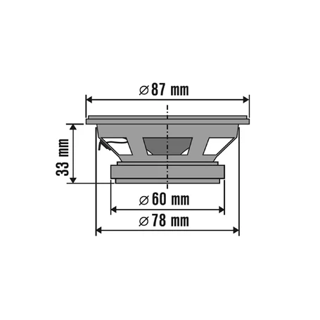 SAL BK 087 autóhangszóró pár, 87 mm, 2 x 35 Wmax, 75 - 18.500 Hz, 85 dB, PEI magas tölcsér, cellulóz mélyközép kónusz