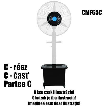 HOME CMF65C párásító ventilátor motor, víztartály, párásító tárcsa, vízpumpa, talp, kerekek