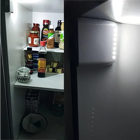 HOME GLS7 nyitásérzékelős bútorlámpa, 7db hidegfehér SMD LED, automatikus kapcsolás, közelítés érzékelő, elemes tápellátás