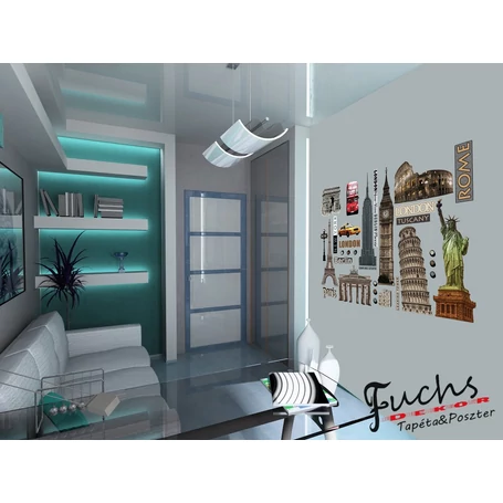 Nevezetességek matrica falra, csempére, bútorra