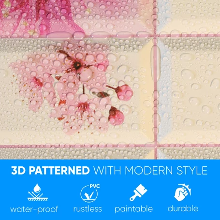 3D PVC falpanel Virág mintás